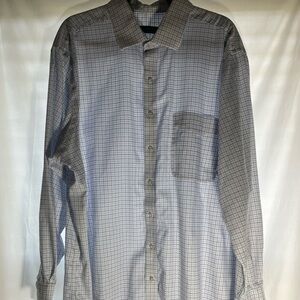 Rochester White and Blue Stripes Size 19 36/37T Button Down Suit Shirt